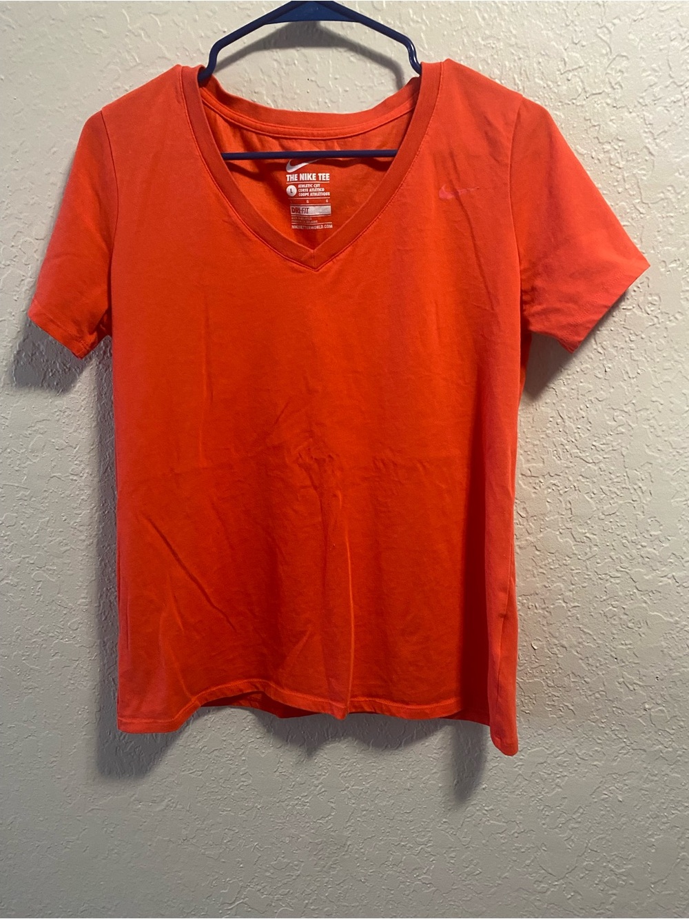Nike Bright Orange V-Neck Short Sleeve Tee